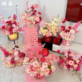 结婚浪漫婚礼布置花艺客厅卧室床头仿真花婚房用品花束装饰摆件