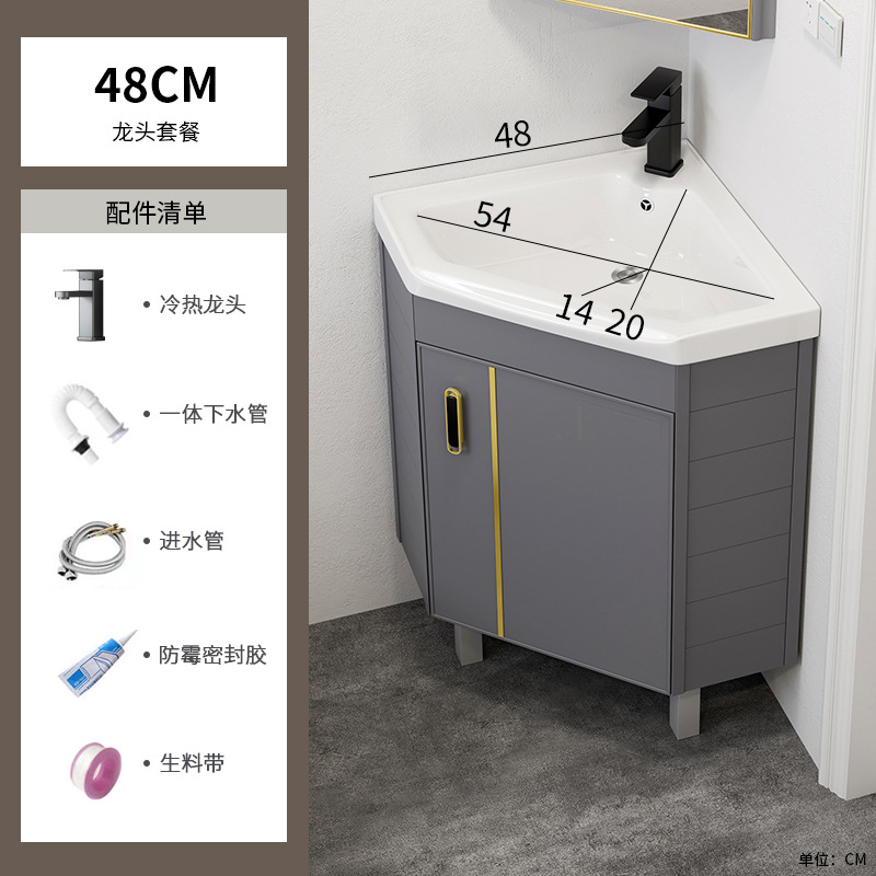 gabinete de baño de aluminio espacial tipo piso combinado tipo pequeño baño lavabo de triángulo lavabo esquina lavabo