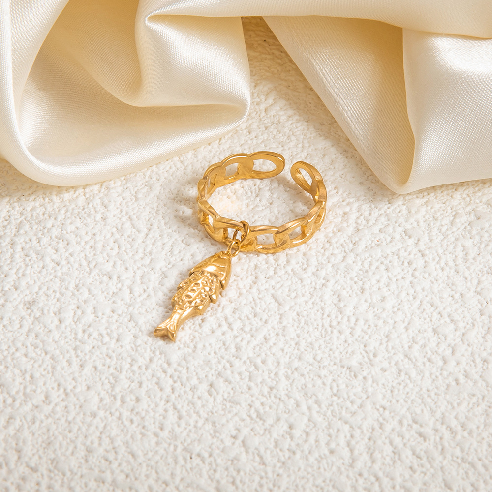 4g Weight Open Rings Classification Adjustable Ring Size 1 Piece Quantity Casual, Holiday Occasion 304 Stainless Steel Material Starfish, Shell, Fish Pattern Women's Gender Plating Design Marine Style Style Gold Color Marine Style Starfish Shell Fish 304 Stainless Steel Plating Women's Open Rings 6