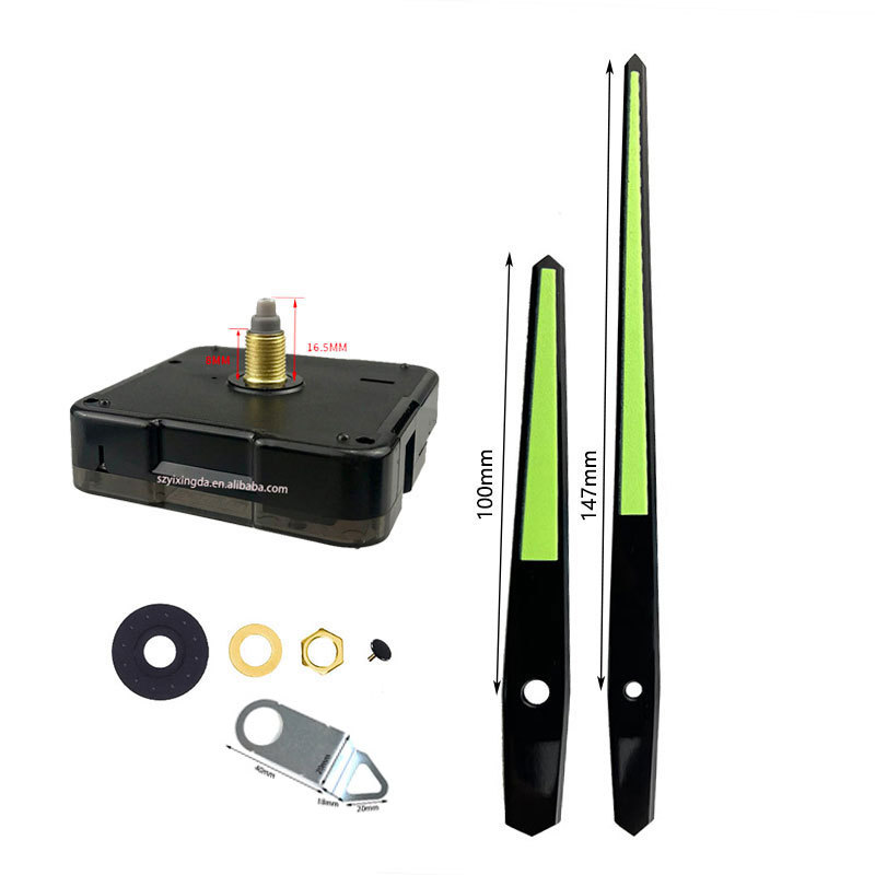 Set completo de movimiento de reloj nuevo modelo, venta caliente transfronterizo, silencioso y fluorescente luminoso, aguja de reloj metálica, para reloj de pared DIY