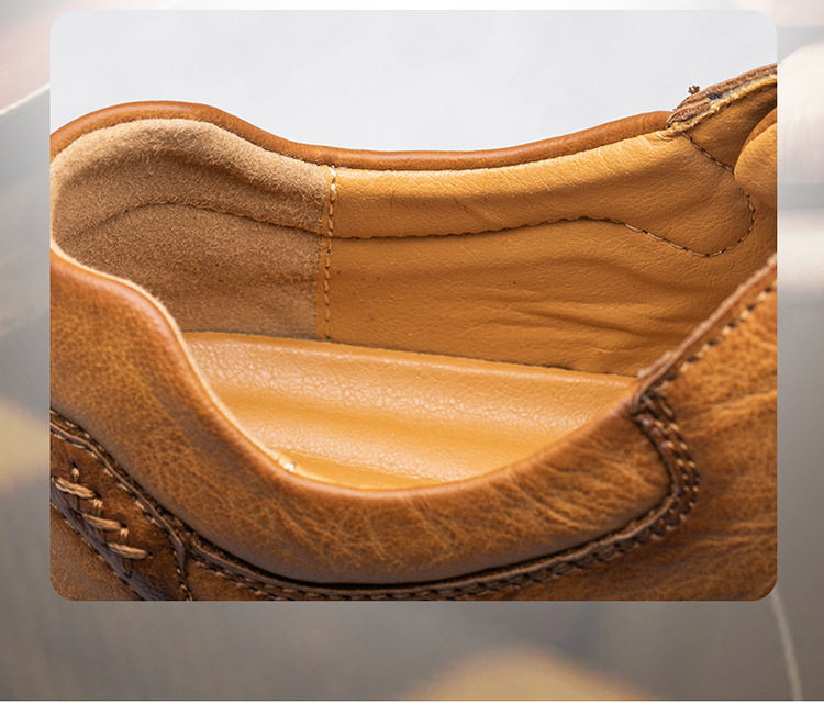 Giày da nam cỡ lớn mũi tròn đế bằng phong cách thường ngày — 18030 màu kaki, 18030 màu vàng nâu, 18030 màu đen, 18030, màu nâu sẫm chi tiết 15