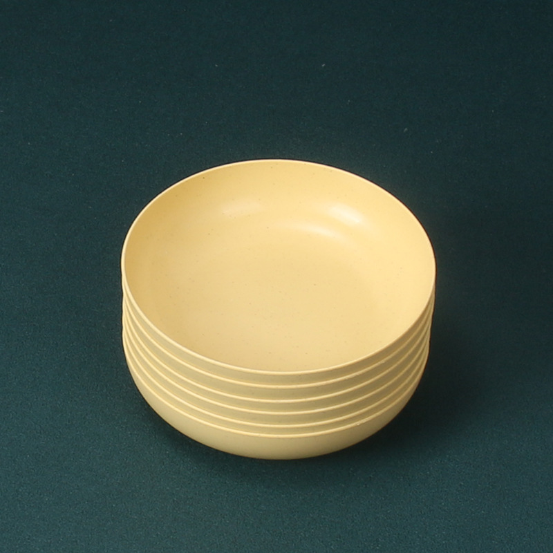 15cm ronda Deep Dish 6 Unids paja de trigo resistente a la gota plato de pastel restaurante Dumpling plato de hueso