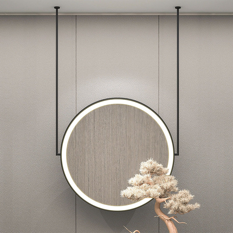 Nordic Light luxury round bathroom mirror corridor hallway decorative hanging rod double-sided mirror Hotel B & B bathroom cosmetic mirror