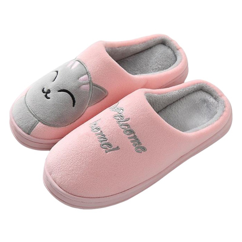 Invierno de dibujos animados pareja Zapatillas de algodón interior Zapatillas de lana casa caliente Zapatillas de algodón lindo de dibujos animados gato de la suerte zapatillas