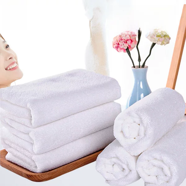 Hotel Towels with Custom Logo, Microfiber Sweat Steaming Sauna Foot Massage Towels, Disposable White Bath Towels