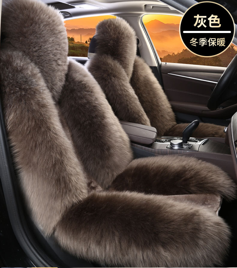 Winter wool car seat cushion plush seat cover pure wool long hair winter wool pad warm thickened car mat popular online