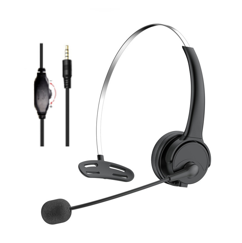 Single Ear Customer Service Traffic Headset Noise Reduction Microphone 3.5 Audio Control Headset Headset In-line Computer Headset ENC
