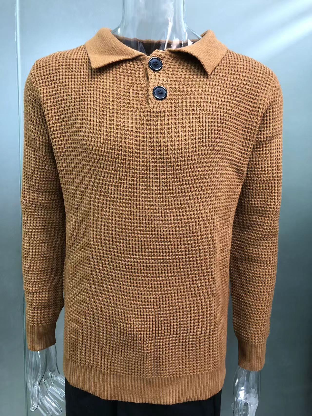 Suéteres de solapa europeos y americanos moda masculina urbana ajustada suéteres de punto de manga larga 2025 otoño nueva ropa transfronteriza para hombres.