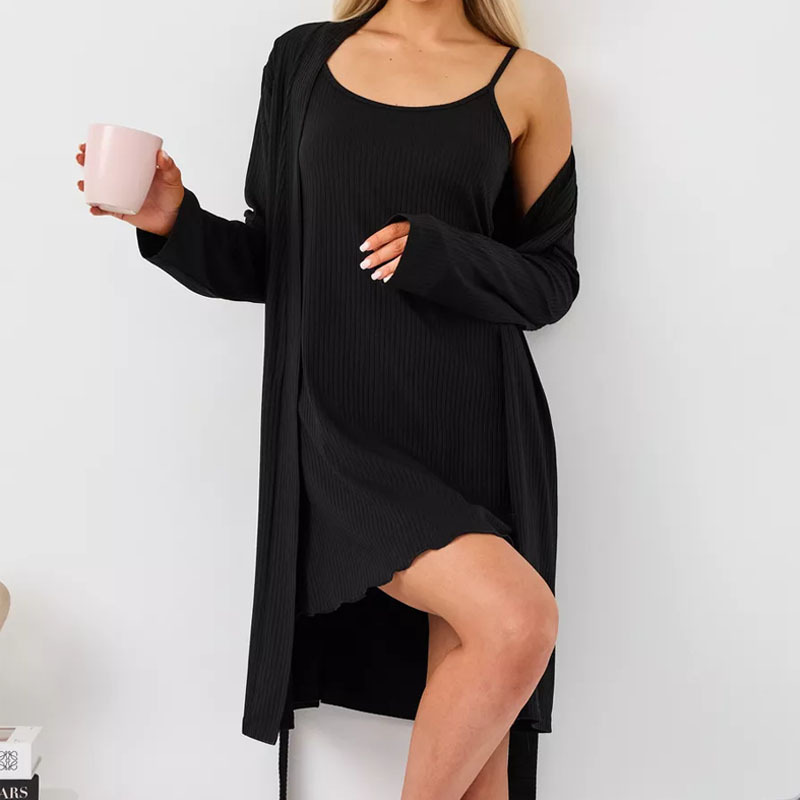 Dames pyjama set met nachthemd en kamerjas voor huispak_voghion.com