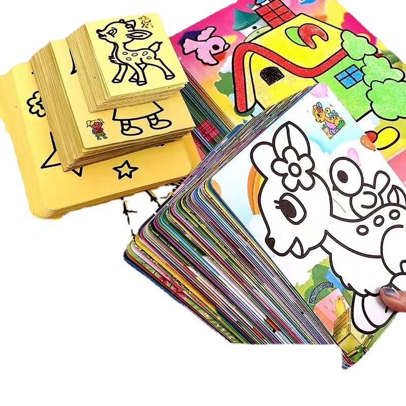 Pintura de arena para niños fondo amarillo pequeño crecimiento mediano y grande juguetes educativos jardín de infantes estudiantes de escuela primaria tarea hecha a mano creativa al por mayor