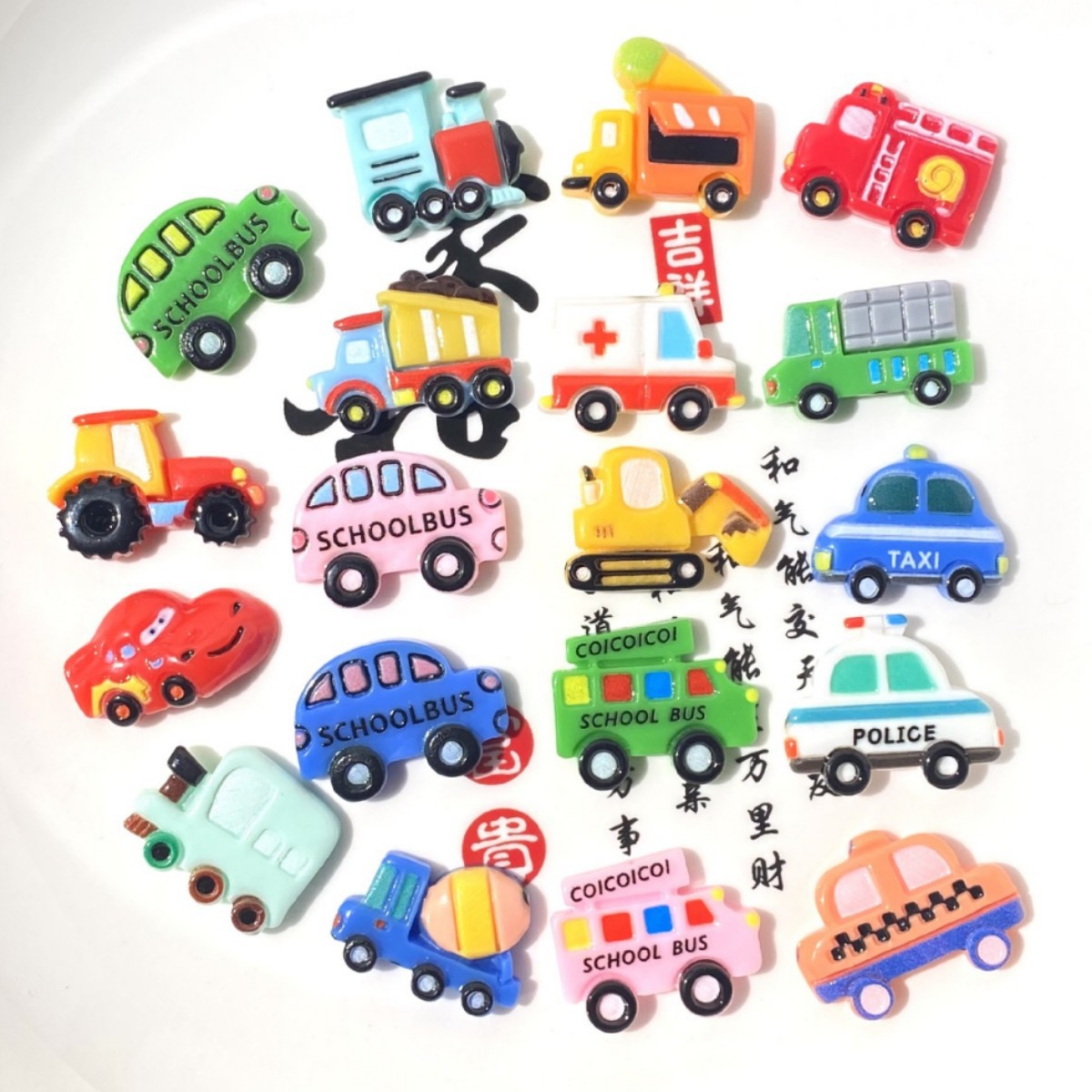 Cartoon Car Resin Accessories DIY Cream Glue Hairpin Mobile Phone Case Storage Box Refrigerator Jewelry Patch Wholesale