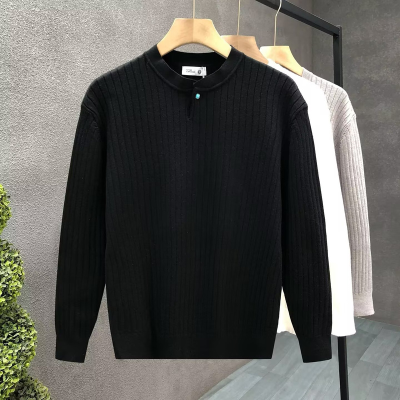 Old Money Style Men's Henry Collar Sweater, Autumn Mature Casual Cleanfit Base Layer, Short Wide Boxy Knit Sweater Old Money Style Men's Henry Collar Sweater, Autumn Mature Casual Cleanfit Base Layer, Short Wide Boxy Knit Sweater