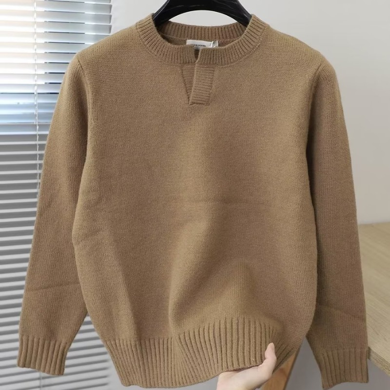 Light mature style round neck sweater men's new Korean style fashion youth versatile casual niche bottoming sweater_voghion.com