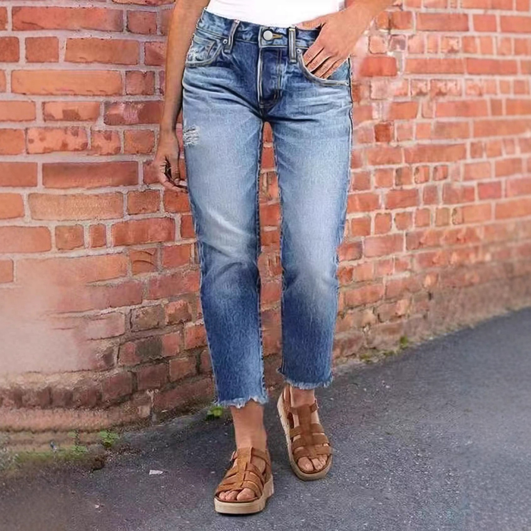 2025 New Model Cross-Border Amazon Bestseller in Europe and America 80129 # New Style Women's Casual Slim Fit Versatile Jeans