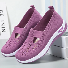 鞋子女TEMU一脚蹬休闲鞋跨境大码女鞋shoes外贸单鞋飞织透气布鞋