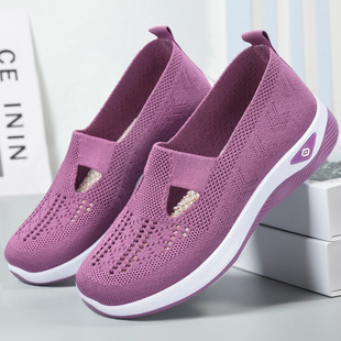 Shoes for Women Temu Slip-On Casual Shoes Cross-Border Large Size Women's Shoes Shoes Export Flats Fly Woven Breathable Cloth Shoes
