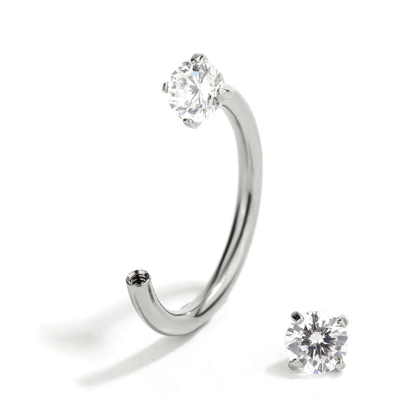 Titan Nasenpiercing Stecker Aus Titan Mit Stein C-form_voghion.com