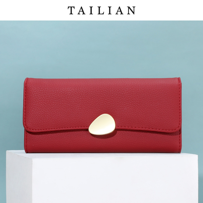 LIANBU Women's Wallet 2021 Litchi Pattern Triple Fold Wallet Women's Handbag Long Women's Handbag purse