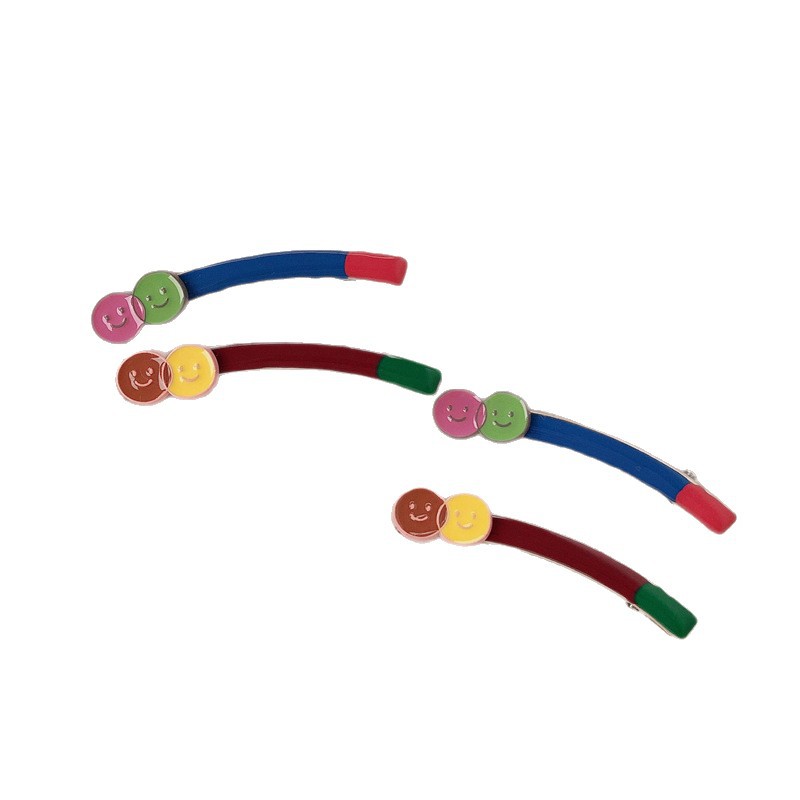 2025 nuevo estilo coreano goteo color sonriente clips de pelo nicho femenino clips laterales de cabello roto buquete clips de cabello corto adornamiento para el pelo