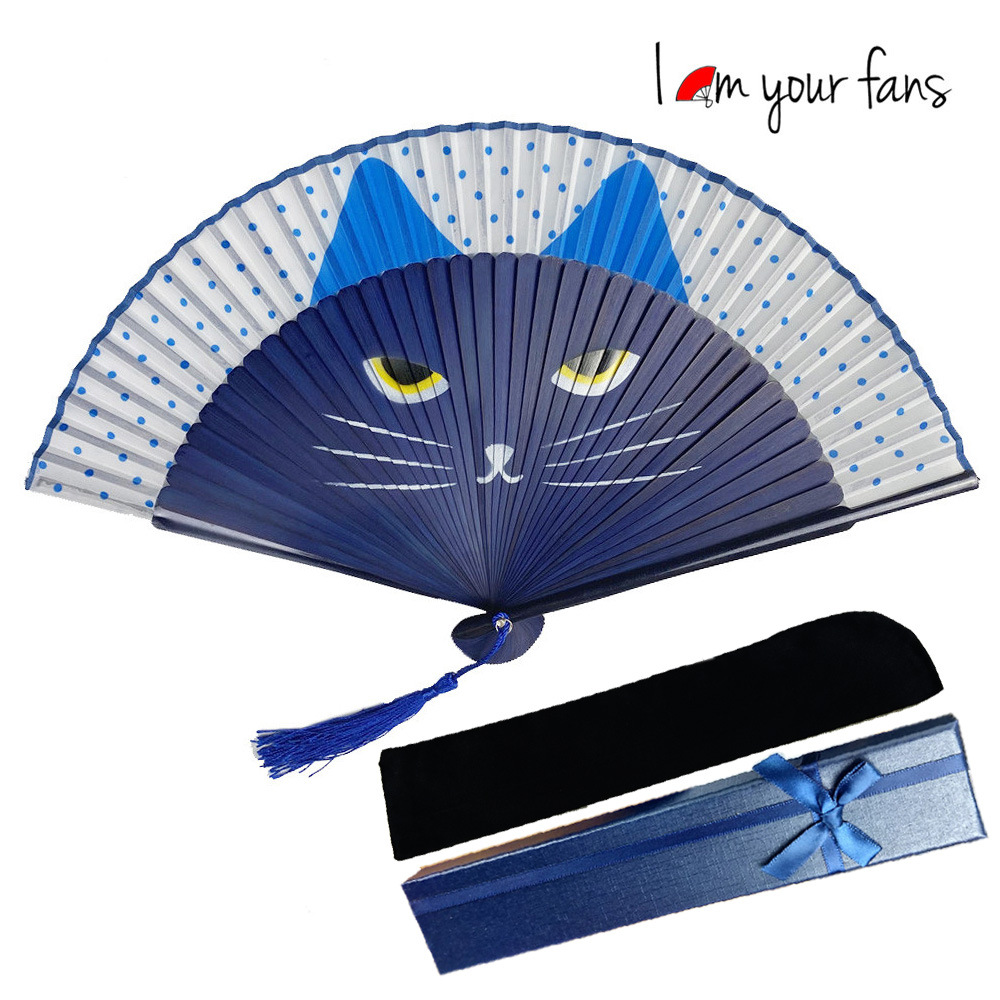 En stock creativo estilo japonés artesanía ventilador pintura mango aerosol pintura gato ventilador dibujos animados Totoro ventilador ventas de la fábrica