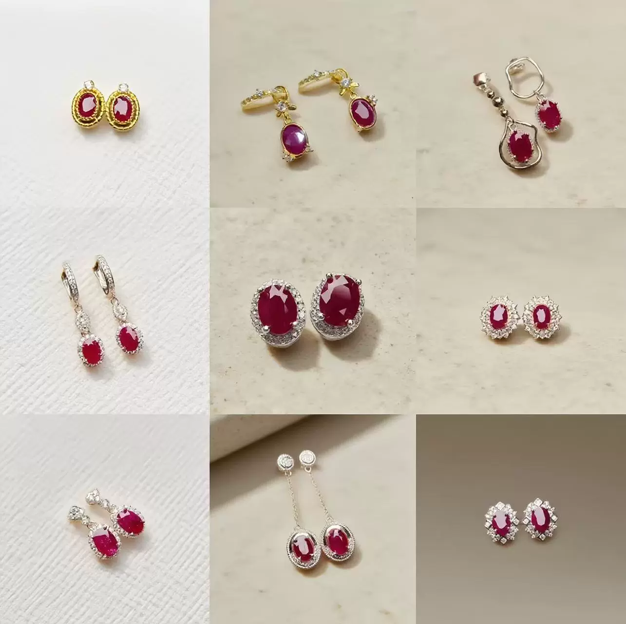 亚马逊跨境专供天然红宝石S925银耳钉小众高级感5*7耳饰工厂批发