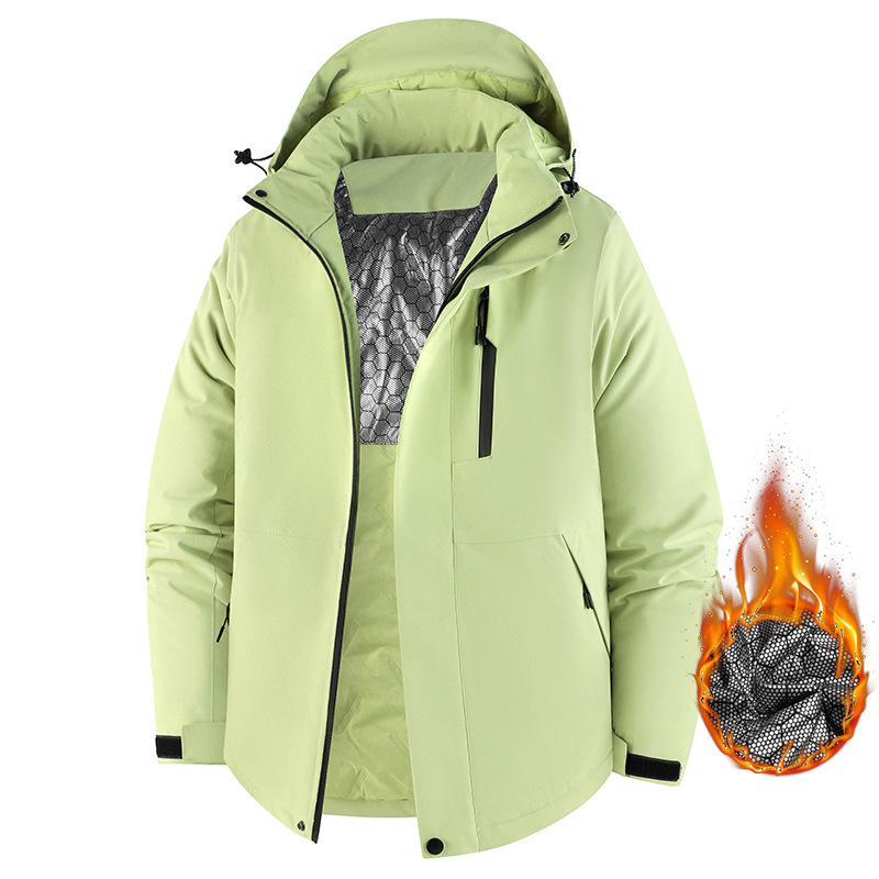 Outdoor warm graphene cotton jacket for men, 2026 new autumn and winter waterproof and windproof detachable hood cotton coat, unisex