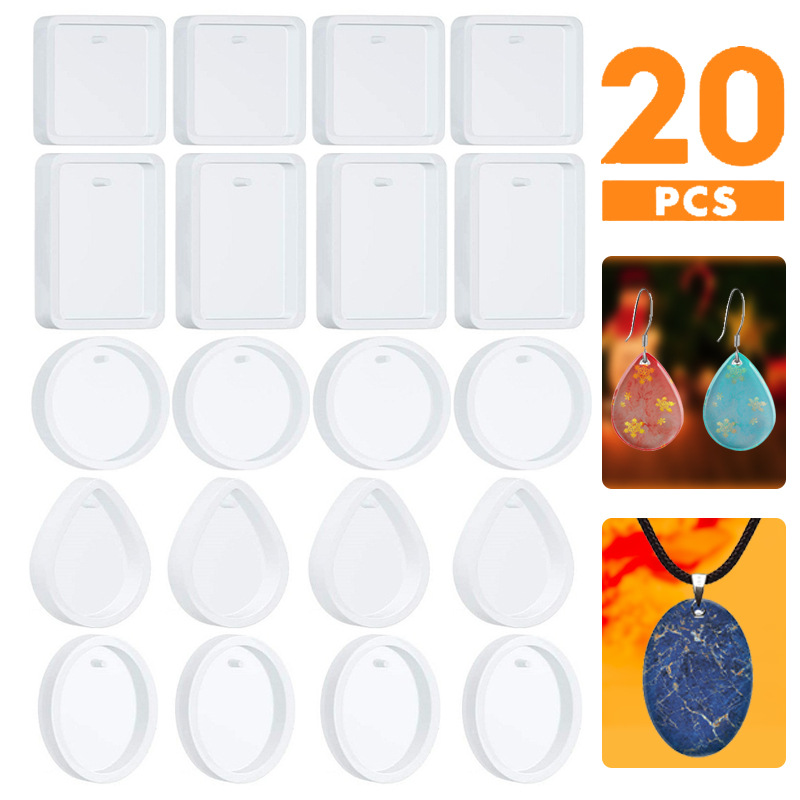 Crystal glue earrings, necklaces and pendants silicone molds, rectangular droplets, square circles, geometric pendant grinding tools