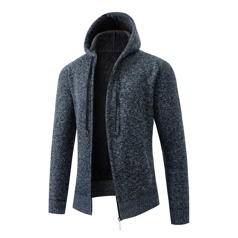 Herren Kapuzenstrickjacke Aus Fleece Für Herbst Und Winter_voghion.com