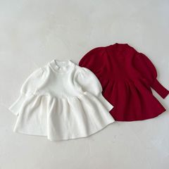 2022 Autumn Girls Knitted Dress Chic Princess Knitted Wool Dress Baby Infant Long-Sleeve Skirt