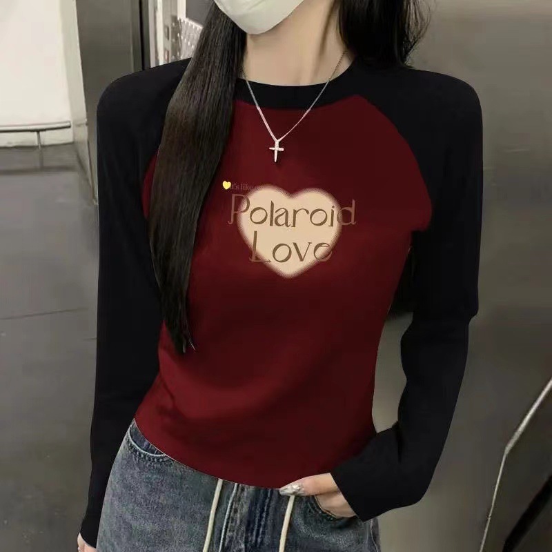 New Korean Style Derong Warm Inner Wear Autumn and Winter Slim Fit Raglan Long-Sleeved T-Shirt Bottoming Shirt Tops for Women