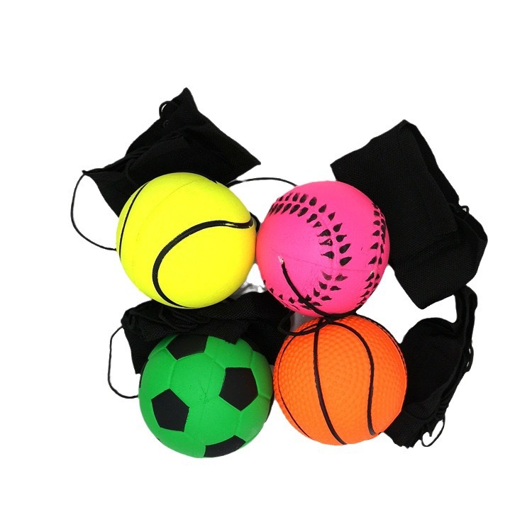 Rubber wrist rope bounce ball wrist bounce ball magic ball decompression toy ball hand throw bounce ball wholesale