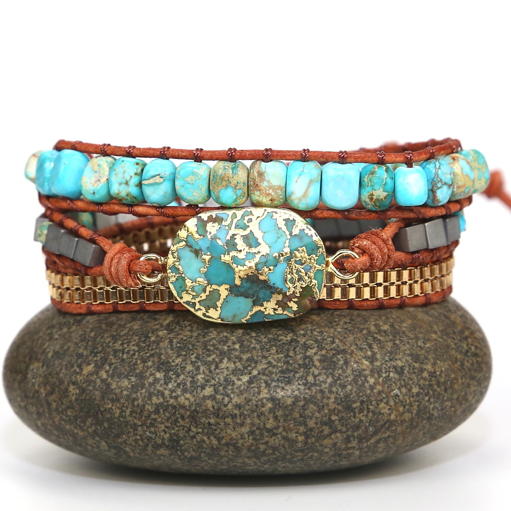Travel Occasion turquoise Material Ethnic Style Geometric Turquoise Knitting Bracelets