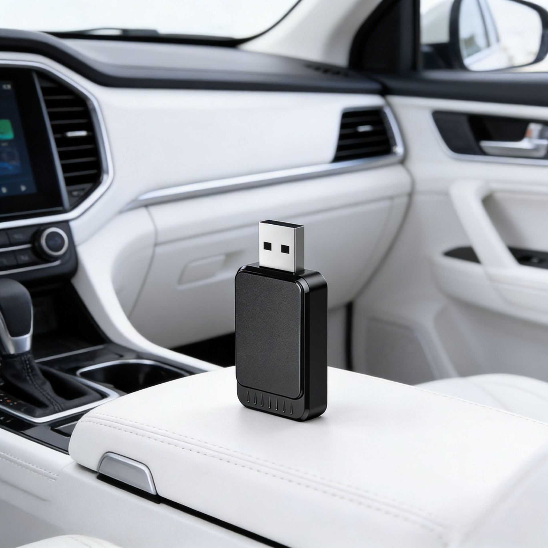 Wired to wireless CarPlay box suitable for Mercedes-Benz and Audi car systems, enabling Apple and Android two-in-one connectivity