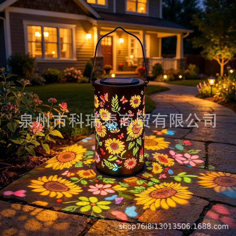 New Solar-Powered Bronze Sunflower Lamp, Cross-Border Iron Art Hollow Lamp, Villa Courtyard Decoration, Outdoor Waterproof