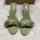 Manufacturer's new slippers with fashionable temperament, green flower pointed high heels, cool slippers, women's slim heels
