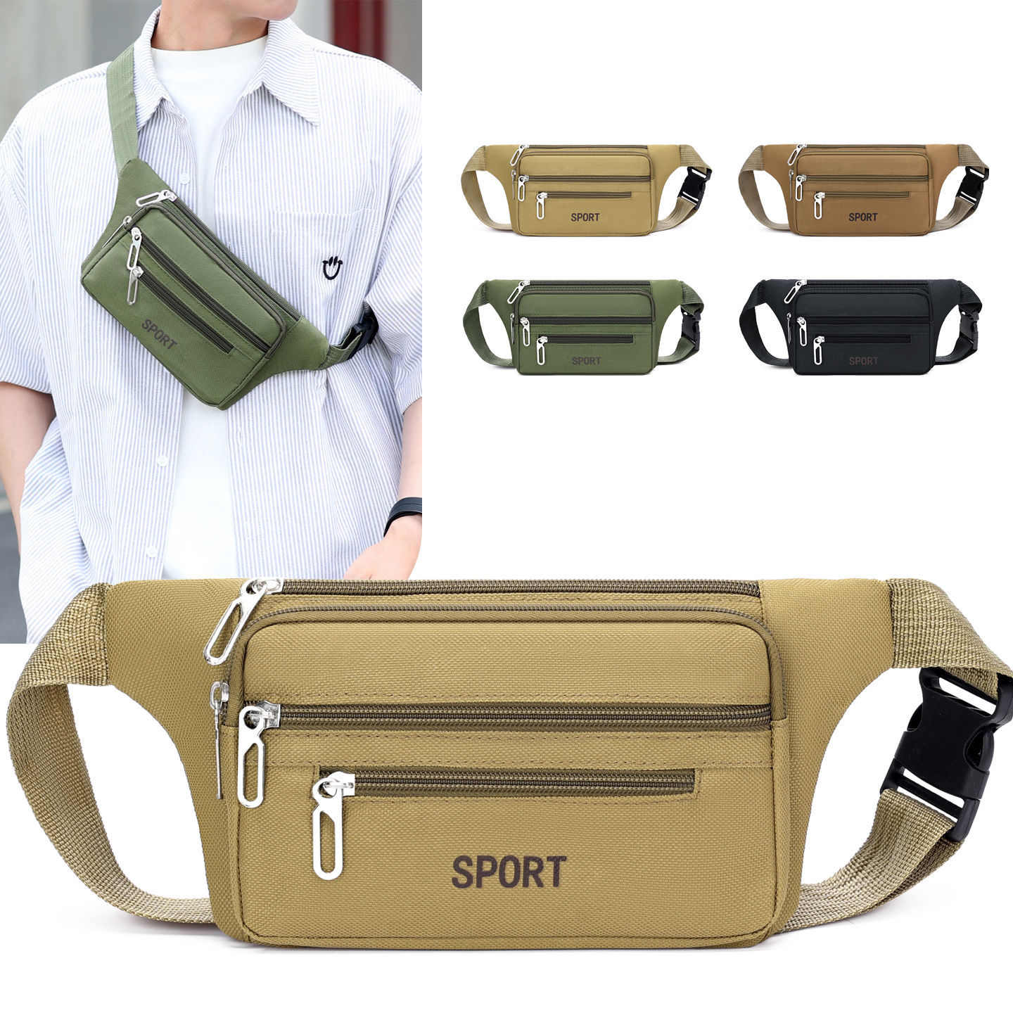Men's waist bag for outdoor sports, running, multifunctional phone pouch, construction site work tool hanging bag, wear-resistant