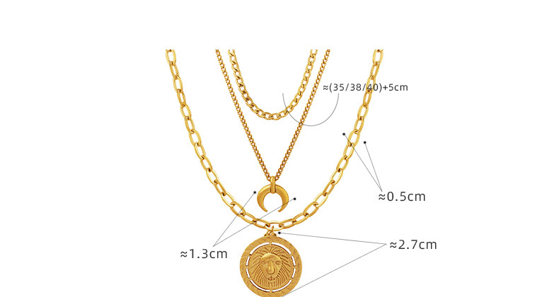 Fashion Moon Lion Titanium Steel Plating Pendant Necklace display picture 1