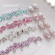 美甲5A高品质蝴蝶拼钻材料包锆石多切面爆闪透明湖蓝平底钻不掉底