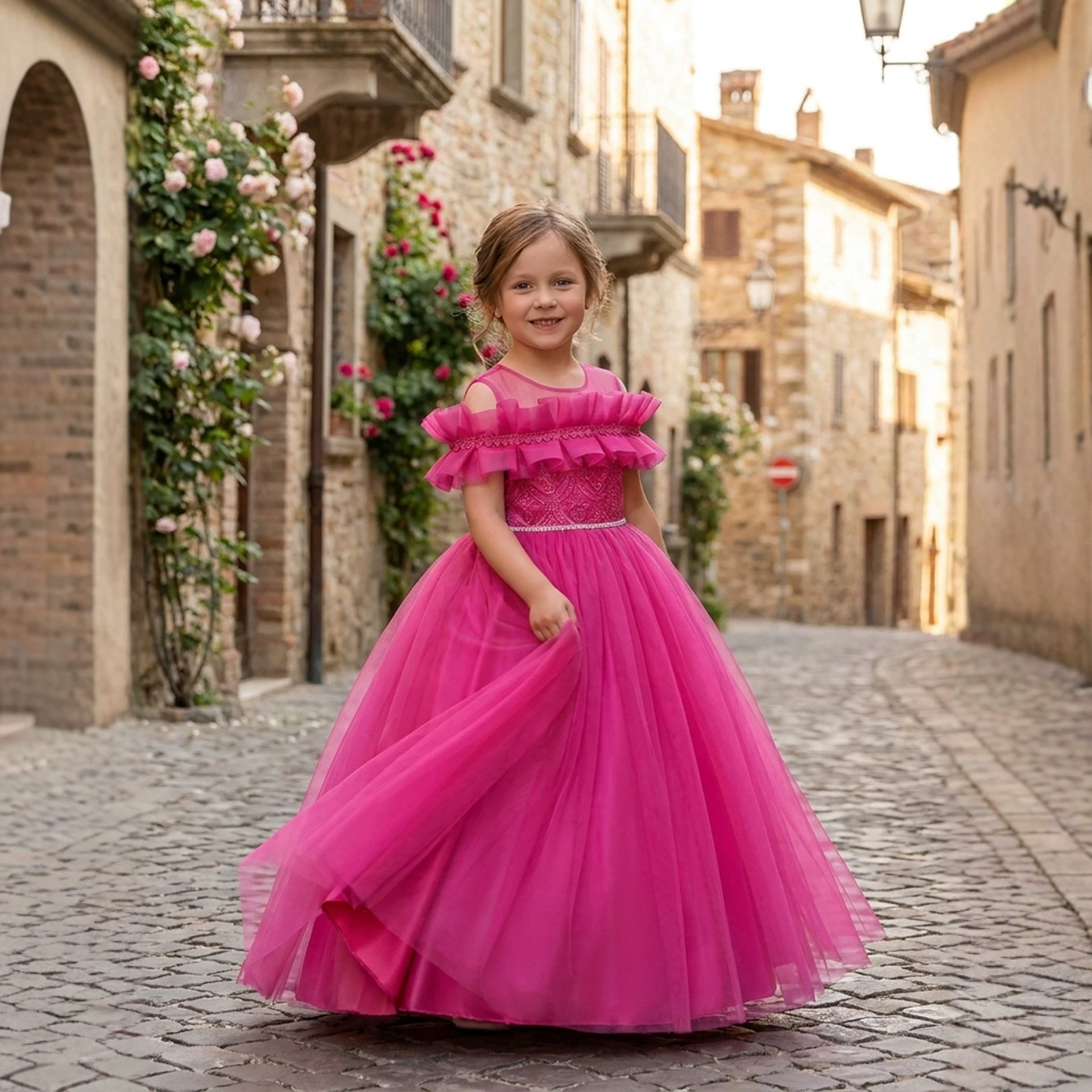 New foreign trade one-shoulder evening dress, sequined wedding dress, princess dress, piano performance dress for girls, kids dress