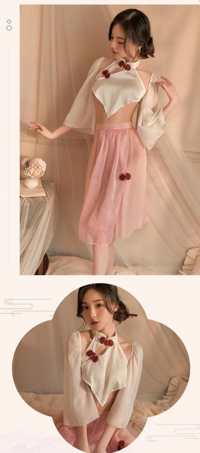 Hanfu-Style Bellyband Lingerie Set with Sleeves, Skirt and Briefs — detail image 12