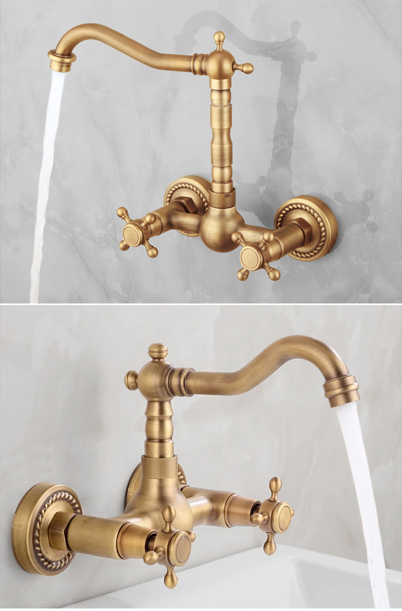 All-copper black European-style bathtub, hot and cold water faucets, bathroom hardware, built-in wall, balcony, 360-degree rotating faucet undefined