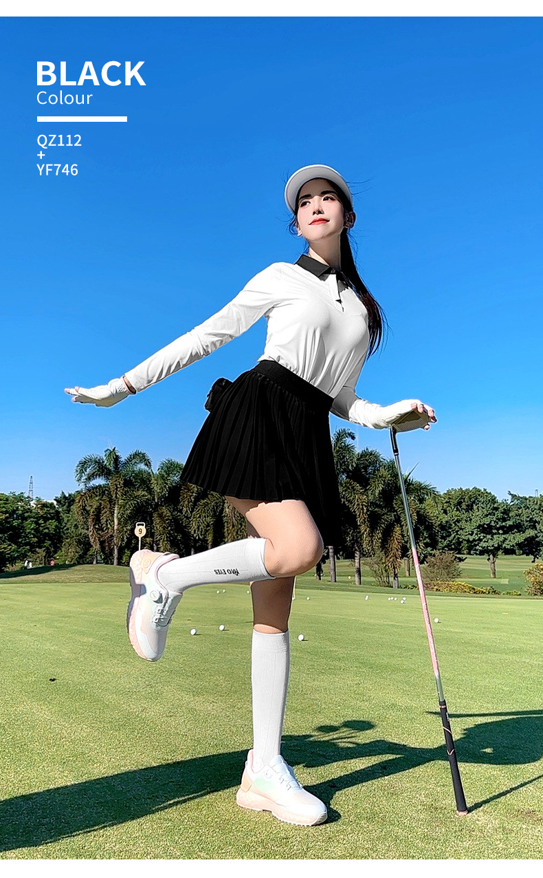 Váy xếp ly golf nữ vải voan nhẹ co giãn — QZ112 [voan nhẹ/túi thắt lưng miễn phí/xà cạp chống chói] váy xếp ly màu đen, QZ112 [voan nhẹ/túi thắt lưng miễn phí/xà cạp chống chói] váy xếp ly màu trắng chi tiết 5