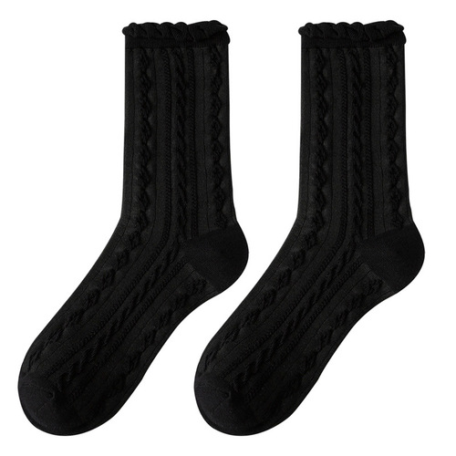 Spring and summer mid-calf socks for women, lace solid color lolita jk socks, long cotton socks, pile socks, loafers, socks wholesale