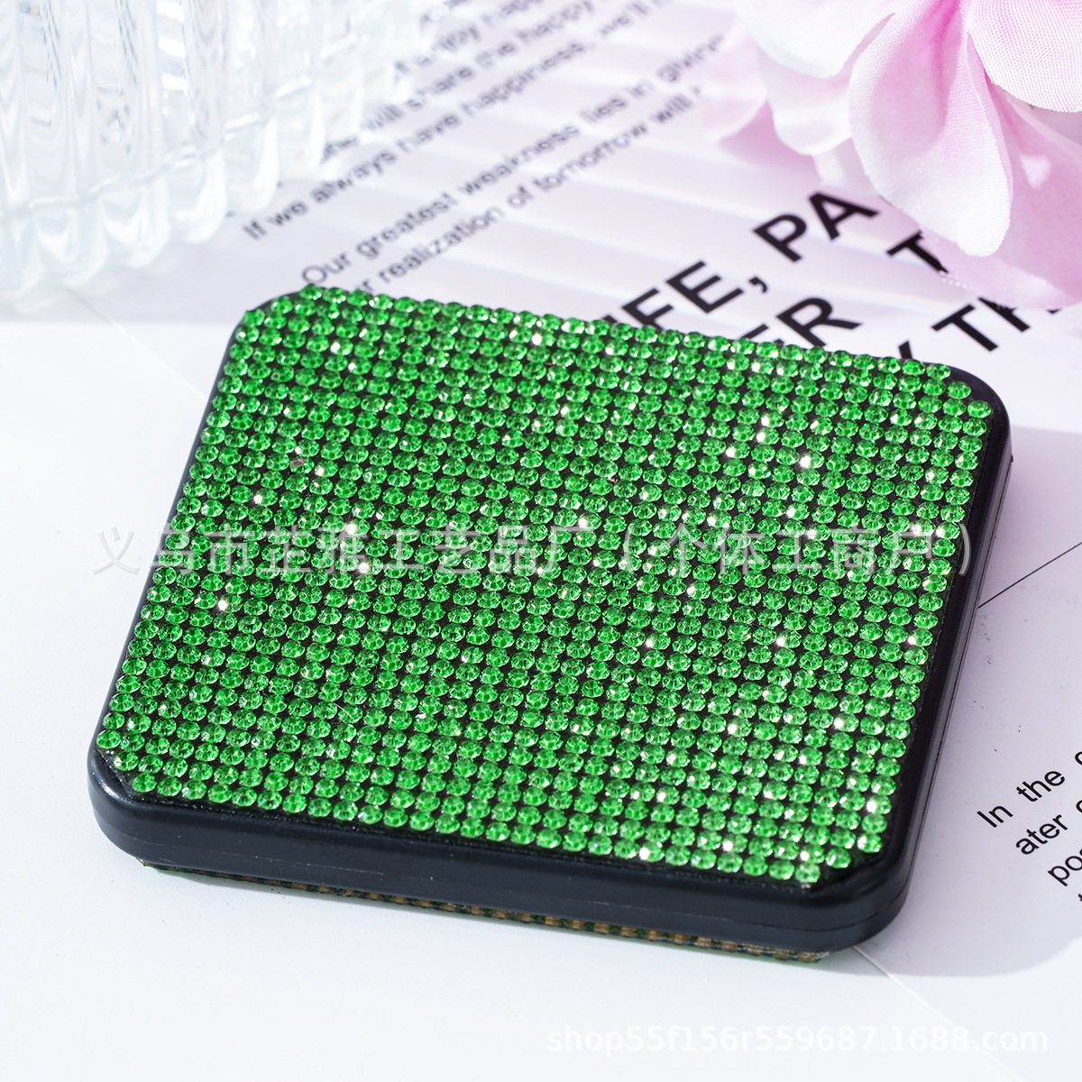 Espejo de maquillaje portátil de moda con incrustaciones de diamantes de imitación Espejo de maquillaje Regalo Espejo cuadrado plegable portátil Espejo plegable de doble cara de mano lote