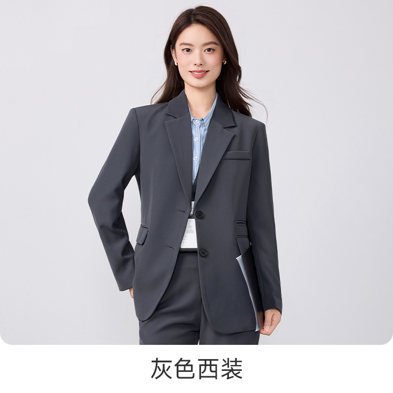 2025秋冬新款灰色西装外套女职业装大学生面试正装高级感西服套装|undefined