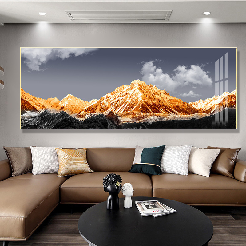 日照金山客厅挂画办公室装饰画背有靠山轻奢大气沙发背景墙壁画|undefined