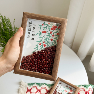 Chinese Creative Red Bean Photo Frame Ornaments Three-dimensional Hollow Photo Frame Home Furnishing Soft Decoration Decoration Valentine's Day Birthday Gift