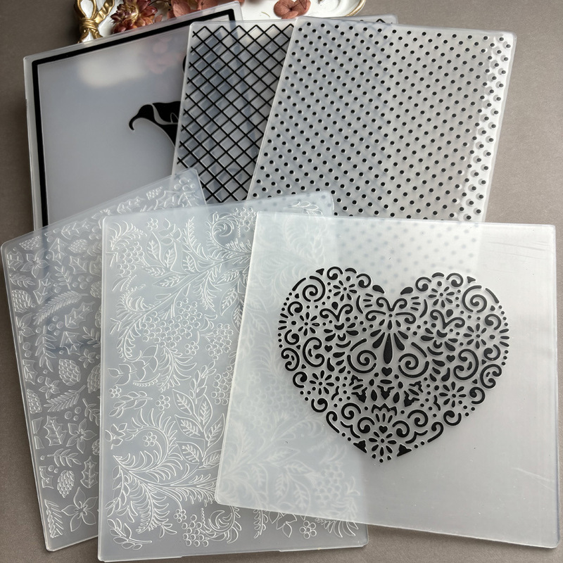 2D Heart-Shaped Embossing Mold Texture Template Embossing Board Background Relief Embossing Stamp