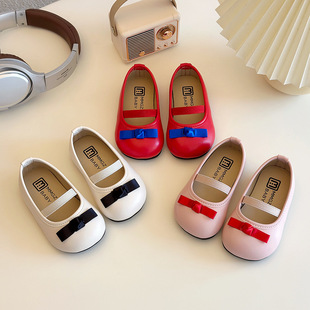 Girls' Princess Shoes 2025 Spring and Autumn New Children's Shoes Big Children's Internet Popular Bow Shoes Girls' Fashion Leather Shoes