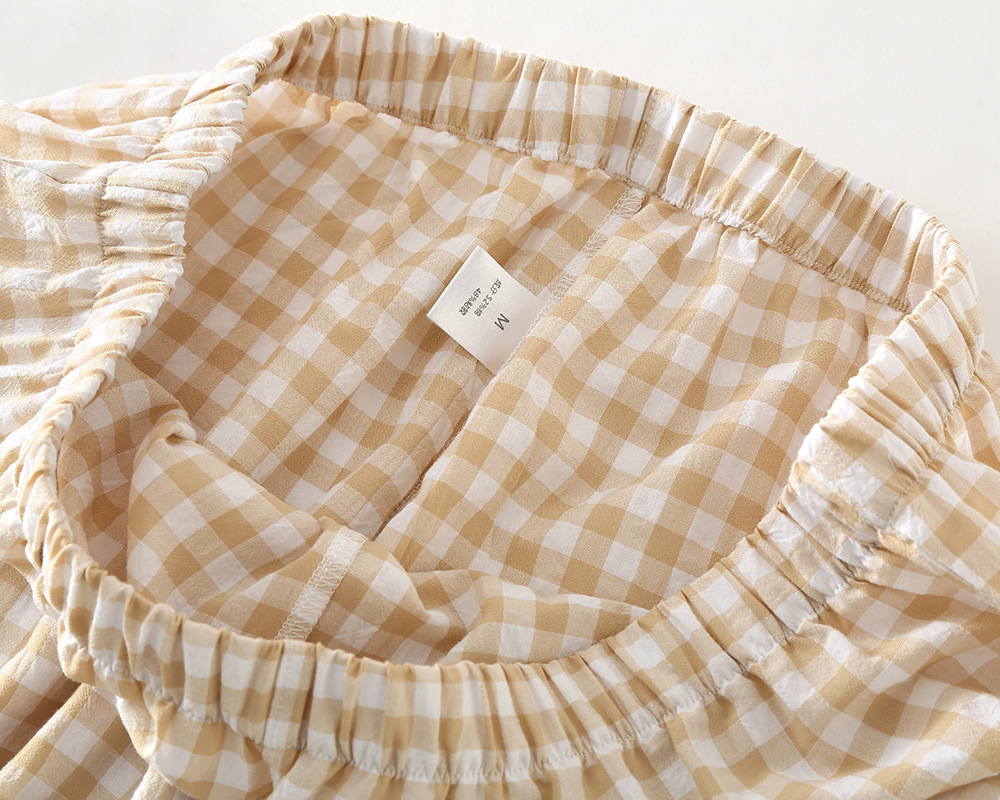 Baumwolle Plaid Design männer Hosen Pyjamas Homewear Anzug für Herbst Dünne Kurzarm Hosen Plaid Homewear Pyjamas Männer – Detail 34